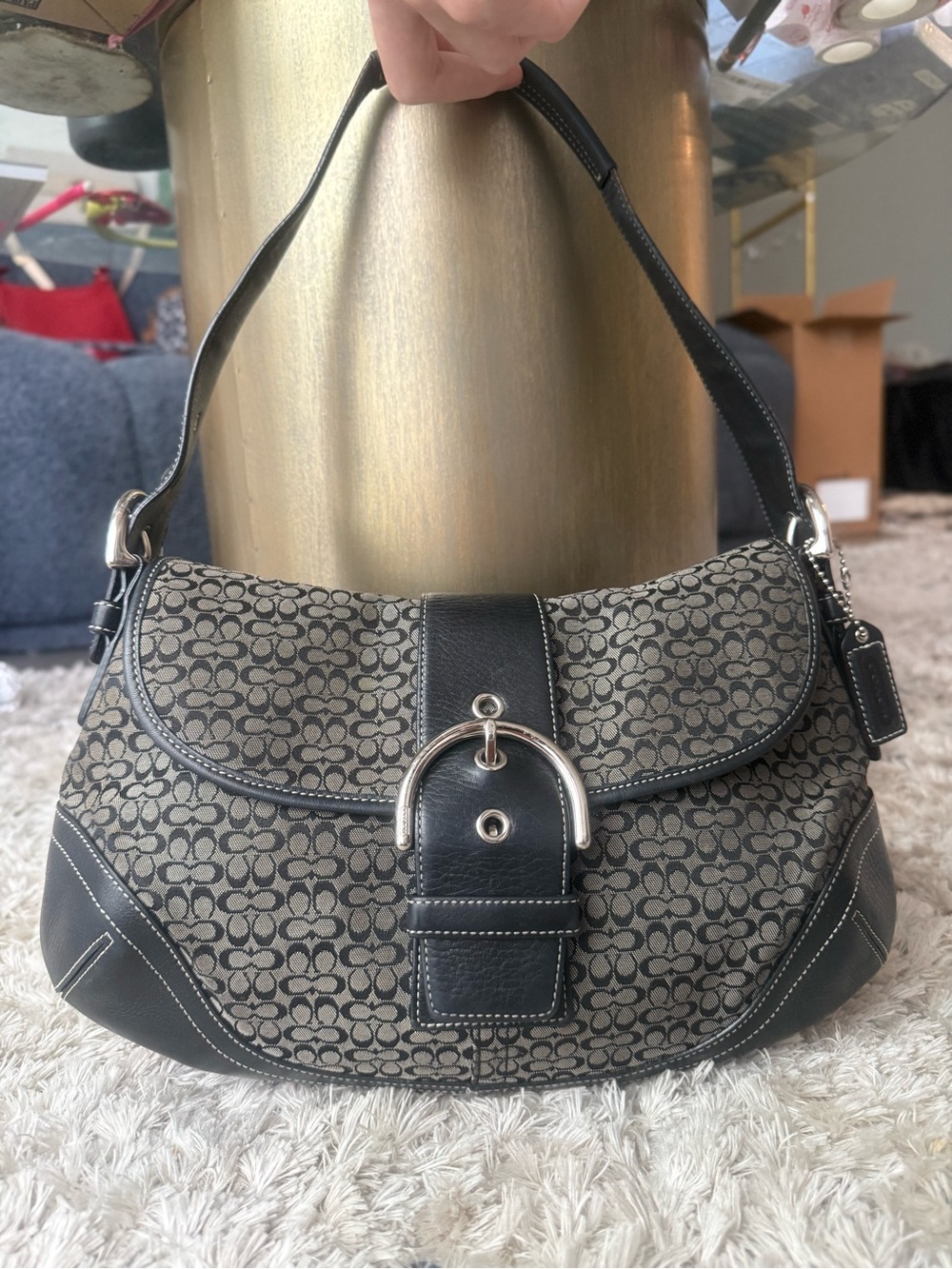 COACH VINTAGE 2006 BLACK & GRAY SIGNATURE SOHO